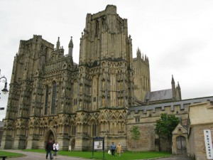 Crossing the Lawns to Wells Cathedral